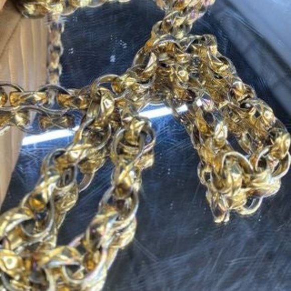 Chanel Vintage 90's Metallic Lambskin Mini Quilted Flap Gold Cross Body Bag - Picture 3 of 7